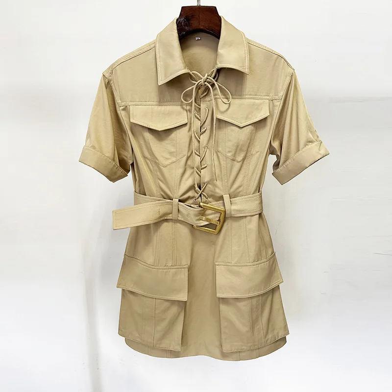 Fashionable Lace Up Mini Dress Sexy Cargo Style White Khaki Gown Elegant Belted Party Club Outfits Casual Daily Streetwear
Fashionable Lace Up Mini Dress Sexy Cargo Style White Khaki Gown Elegant Belted Party Club Outfits Casual Daily Streetwear