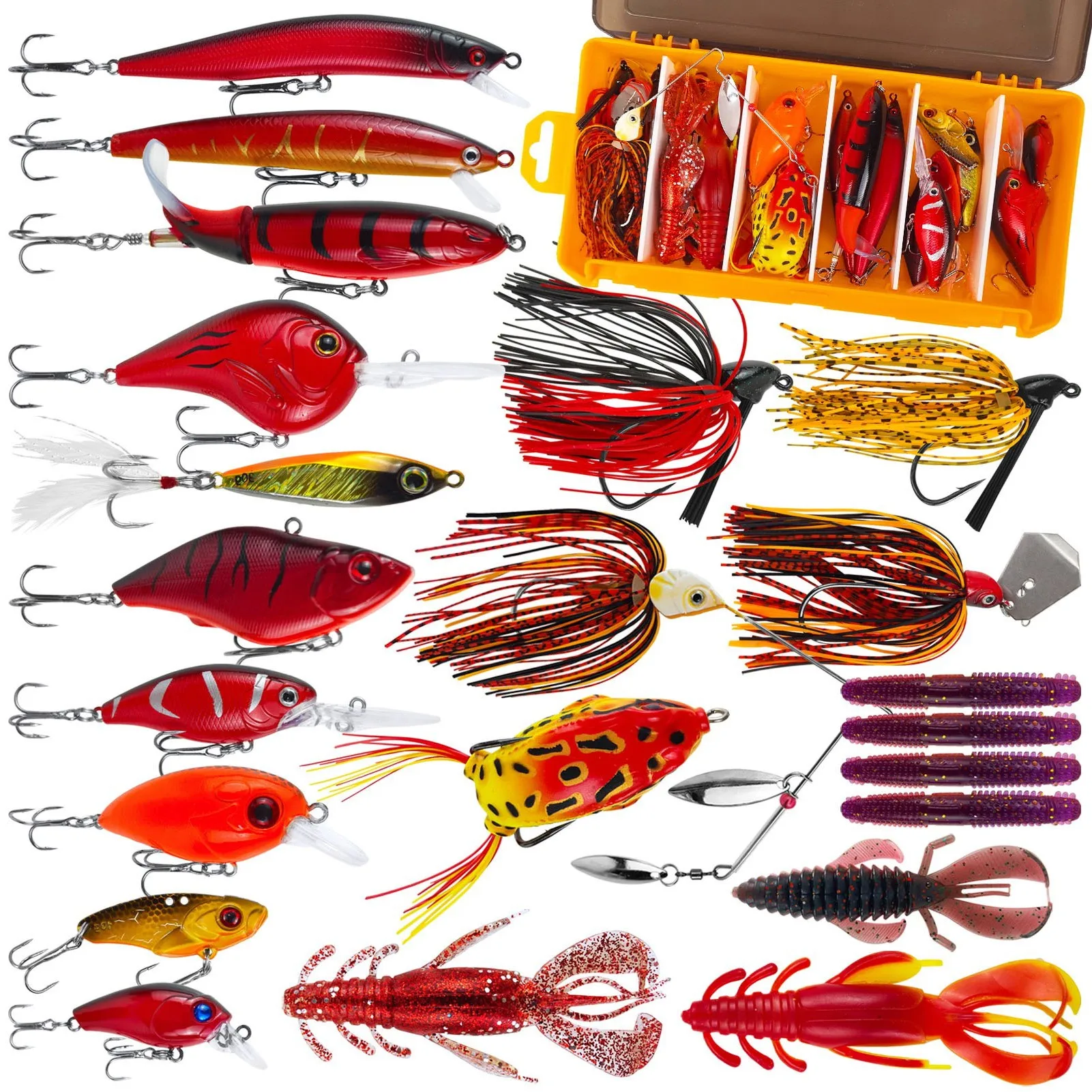 FREE FISHER Reds for Spring,Fishing Quality Lures Kit,22pcs/Box Crankbaits Soft Worm,Blade Spinnerbaits,Frogs Jig Head Buzz Bait
FREE FISHER Reds for Spring,Fishing Quality Lures Kit,22pcs/Box Crankbaits Soft Worm,Blade Spinnerbaits,Frogs Jig Head Buzz Bait