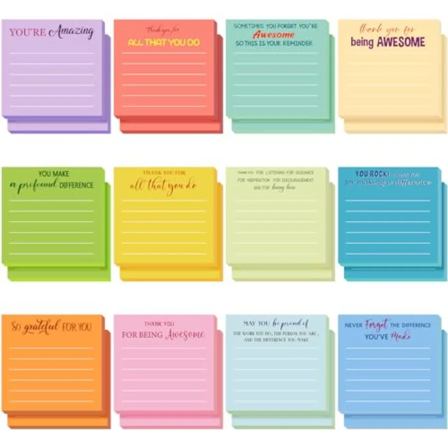 Pcs Inspirational Sticky Notes - Employee Thank You Gifts Bulk, 3x3 Mini Pocket Notepads for Teacher Office Staff End of Year M
Pcs Inspirational Sticky Notes - Employee Thank You Gifts Bulk, 3x3 Mini Pocket Notepads for Teacher Office Staff End of Year M
