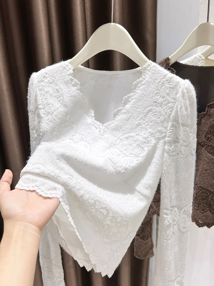 Fce Lined Thiened Lace Base irt Women's Faion Winter Warm Top V-Ne ort Length Floral Patterned
Fce Lined Thiened Lace Base irt Women's Faion Winter Warm Top V-Ne ort Length Floral Patterned