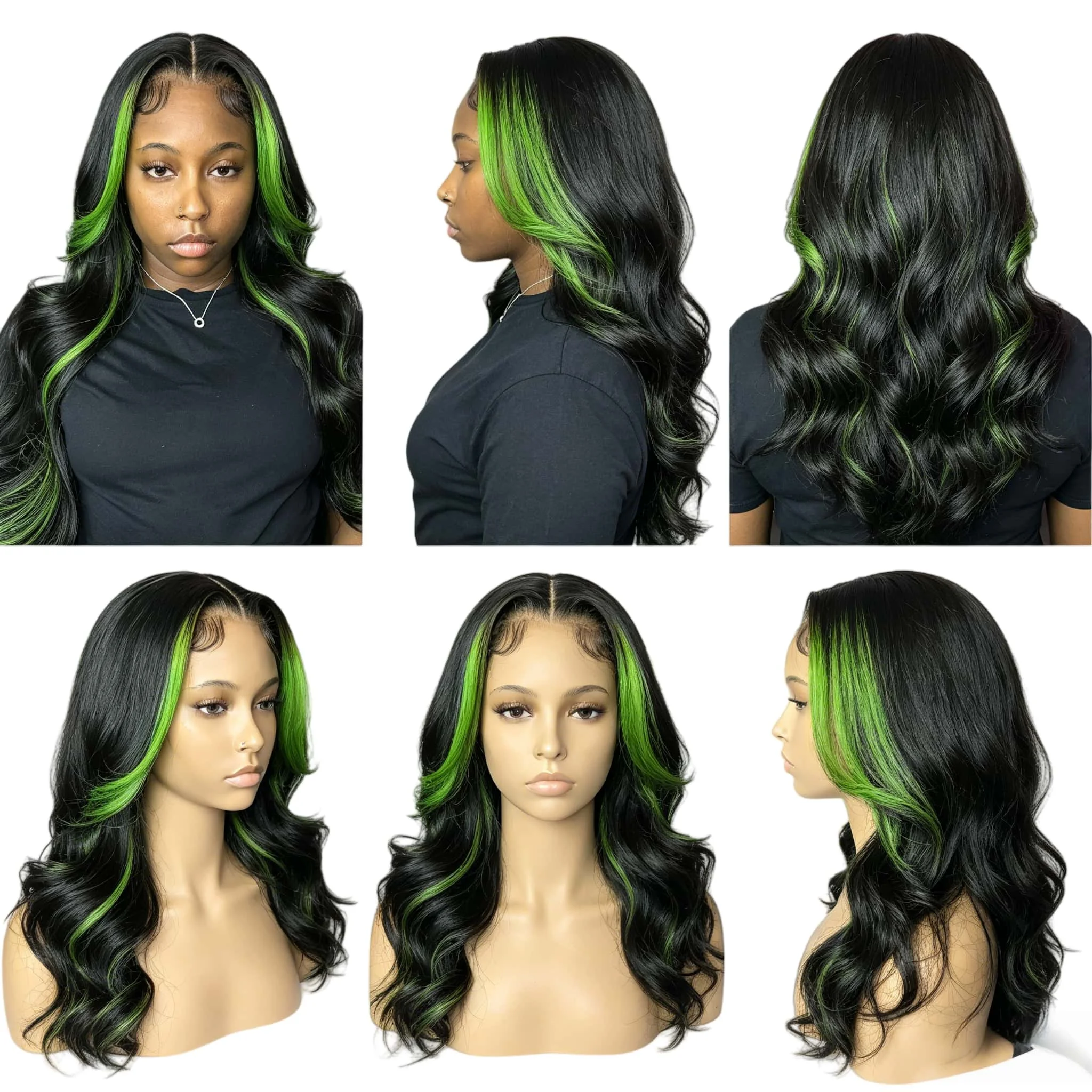 Black to Green Ombre Body Wave Lace Front Wig 100% Virgin Human Hair Highlight 13x4 13x6 Lace Frontal Wig Pre-Plucking For Women
Black to Green Ombre Body Wave Lace Front Wig 100% Virgin Human Hair Highlight 13x4 13x6 Lace Frontal Wig Pre-Plucking For Women