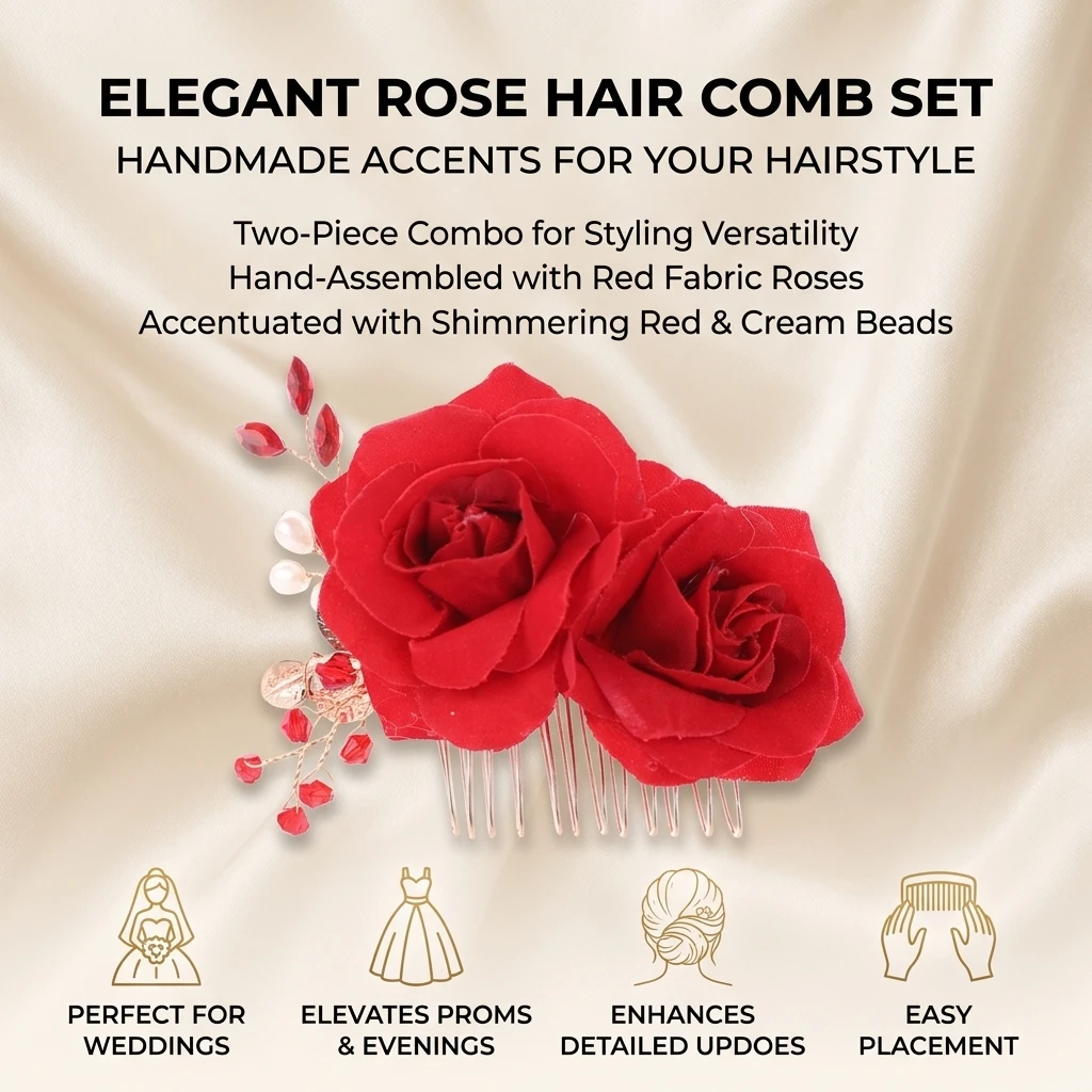 2pcs Hair Comb Set Alloy Metal Rose Flower Hairpiece for Wedding Party Bridal Updo Styling Accessories Women Girls Gift
2pcs Hair Comb Set Alloy Metal Rose Flower Hairpiece for Wedding Party Bridal Updo Styling Accessories Women Girls Gift