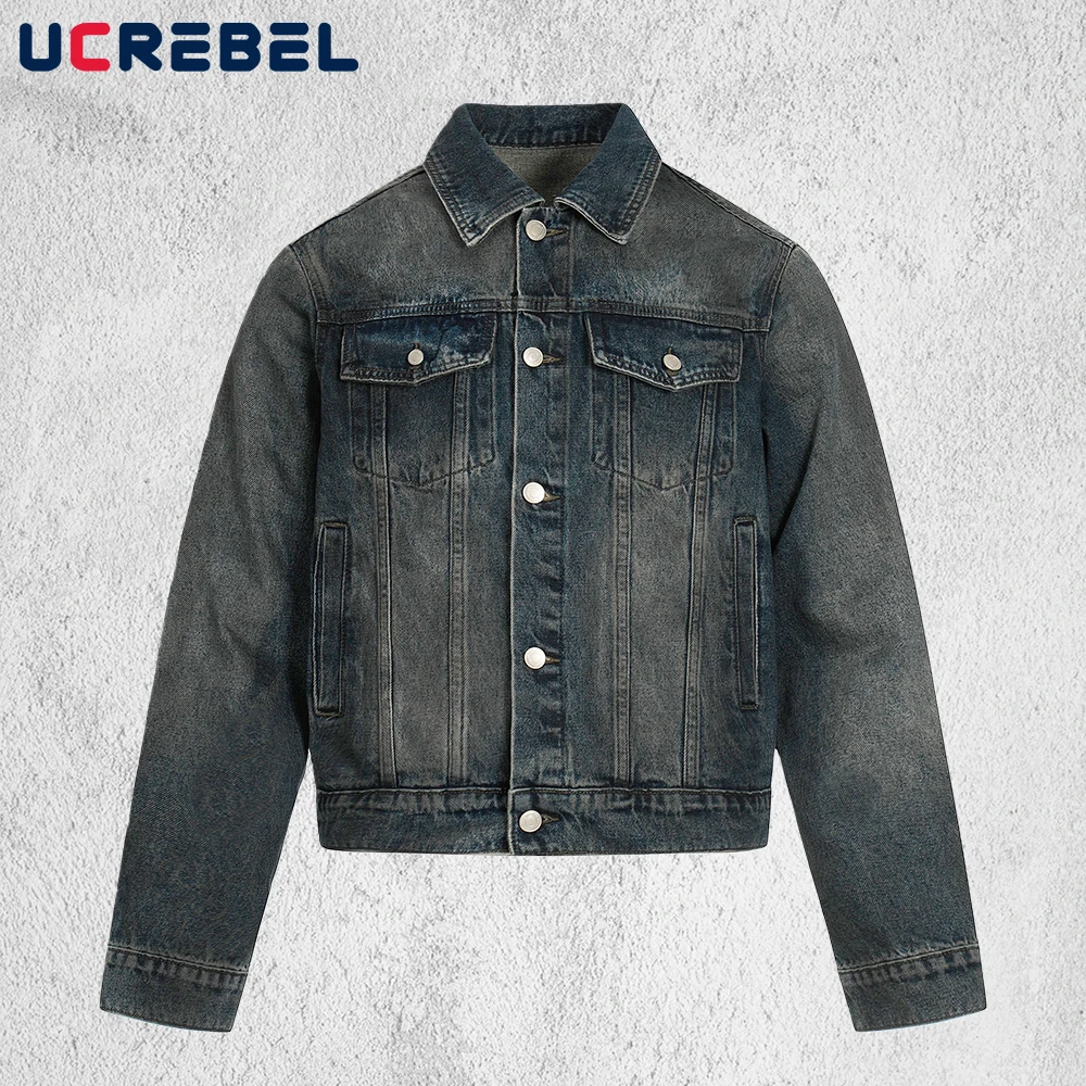 Pocket Spliced Denim Jacket Mens Autumn Winter Retro High Street Washed Distressed Lapel Single Breasted Cowboy Jacket Man
Pocket Spliced Denim Jacket Mens Autumn Winter Retro High Street Washed Distressed Lapel Single Breasted Cowboy Jacket Man