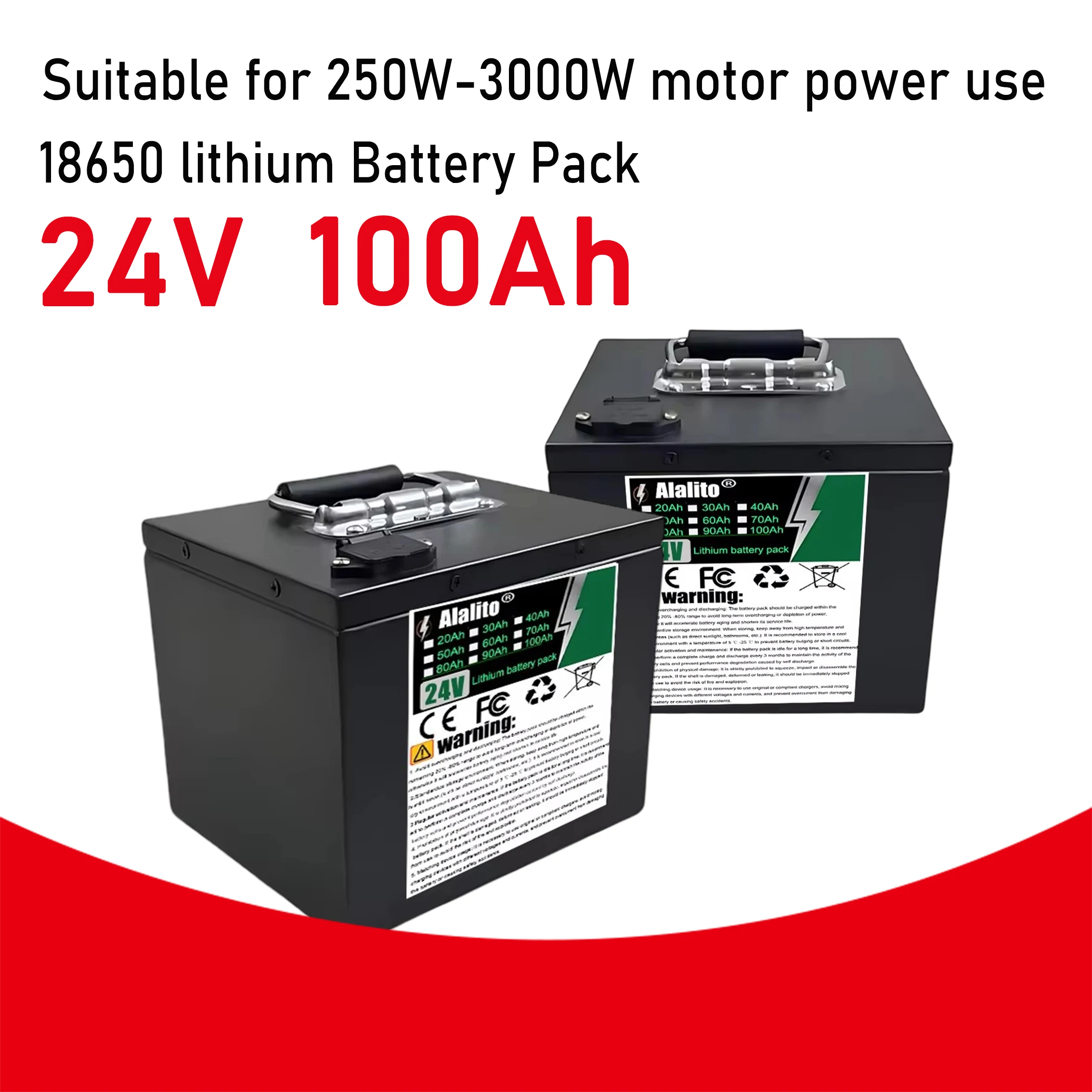 Air freight, 24V 20Ah-100Ah lithium-ion battery pack, suitable for 250-2000W motor batteries
Air freight, 24V 20Ah-100Ah lithium-ion battery pack, suitable for 250-2000W motor batteries