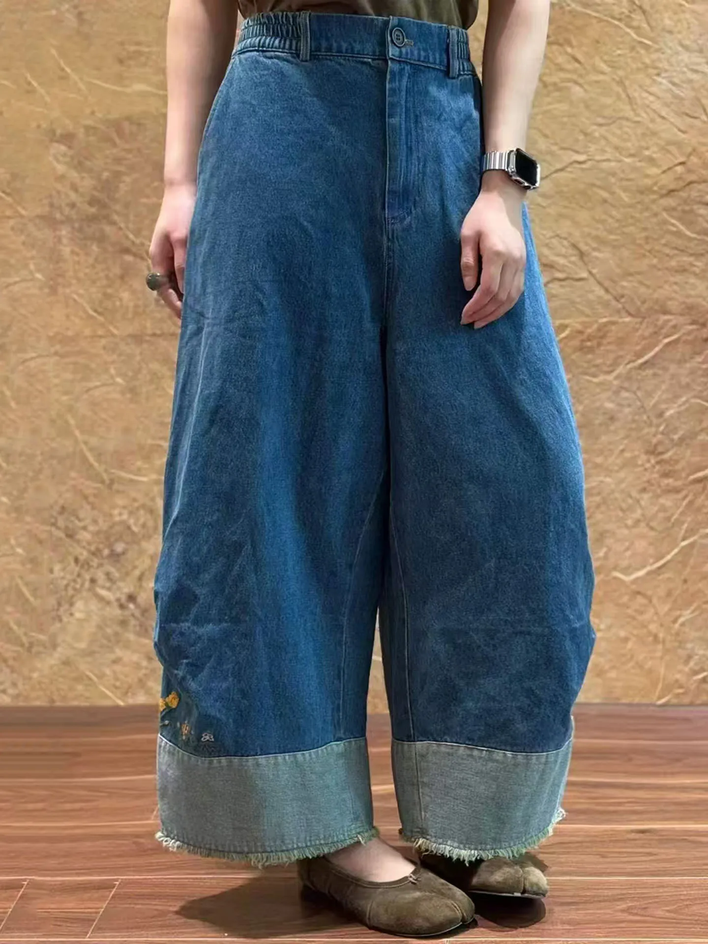 Retro Patchwork Color Block Frayed Embroidered Denim Pants Loose Slimming Versatile Straight Leg Wide Leg Nine Points Jeans
Retro Patchwork Color Block Frayed Embroidered Denim Pants Loose Slimming Versatile Straight Leg Wide Leg Nine Points Jeans