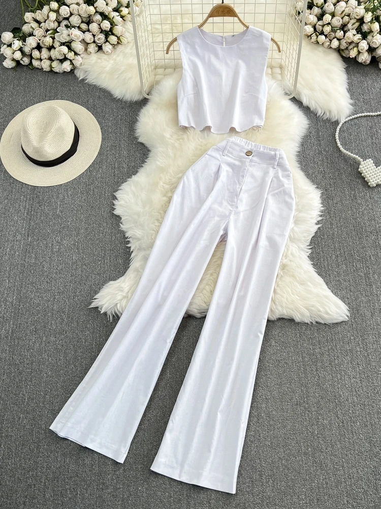 Faionable American Retro Sle Svel round Ne Vest And High Waist Straight Leg Pants Two Piece Set for Women
Faionable American Retro Sle Svel round Ne Vest And High Waist Straight Leg Pants Two Piece Set for Women