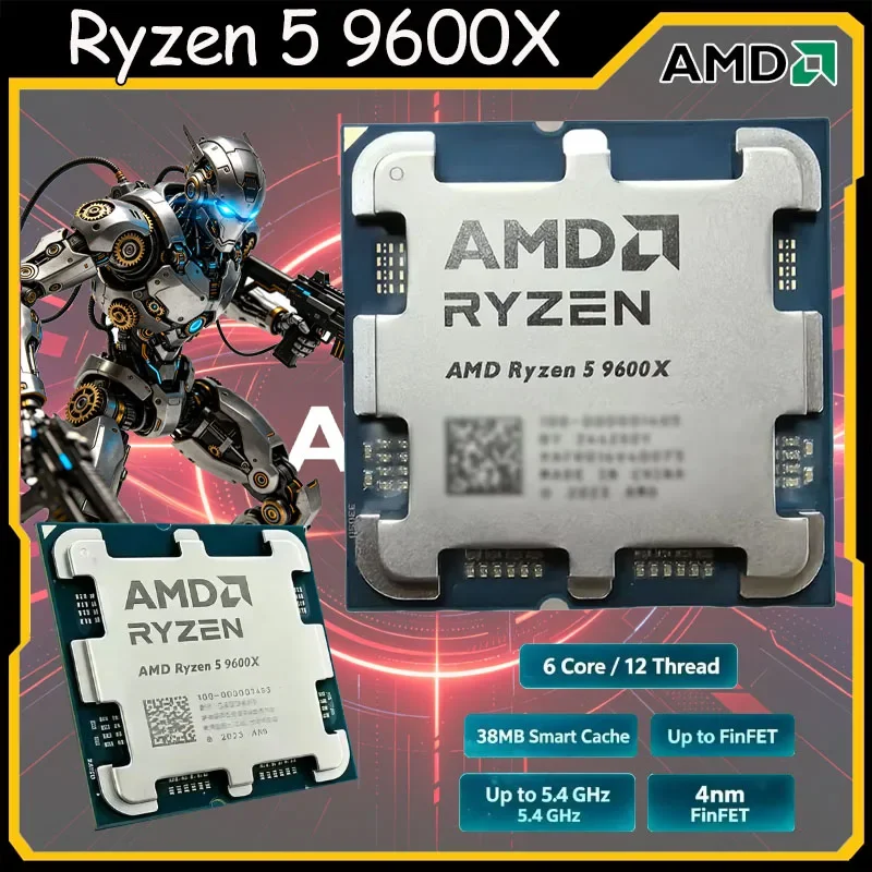 AMD Ryzen 5 9600X R5 Desktop Processor - 6 Cores 12 Threads Max Boost 5.4GHz 32MB L3 Cache AM5 Socket Bulk CPU
AMD Ryzen 5 9600X R5 Desktop Processor - 6 Cores 12 Threads Max Boost 5.4GHz 32MB L3 Cache AM5 Socket Bulk CPU