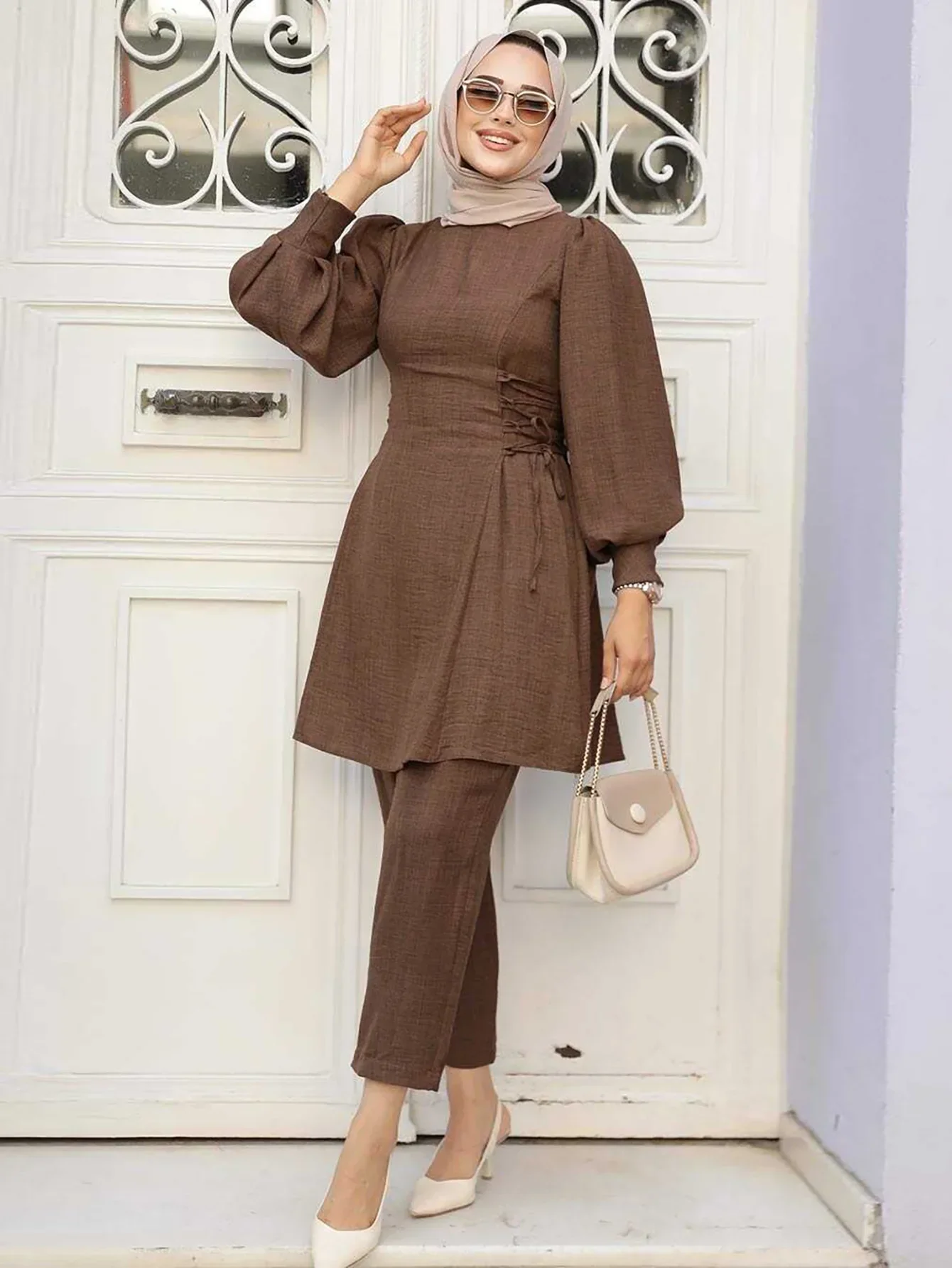 Muslim Women Matching Sets Long Sleeve Solid Color Tops and Pant Suit Elegant Fashion Outfits Tracksuit Kaftan Abaya Eid Ramadan
Muslim Women Matching Sets Long Sleeve Solid Color Tops and Pant Suit Elegant Fashion Outfits Tracksuit Kaftan Abaya Eid Ramadan