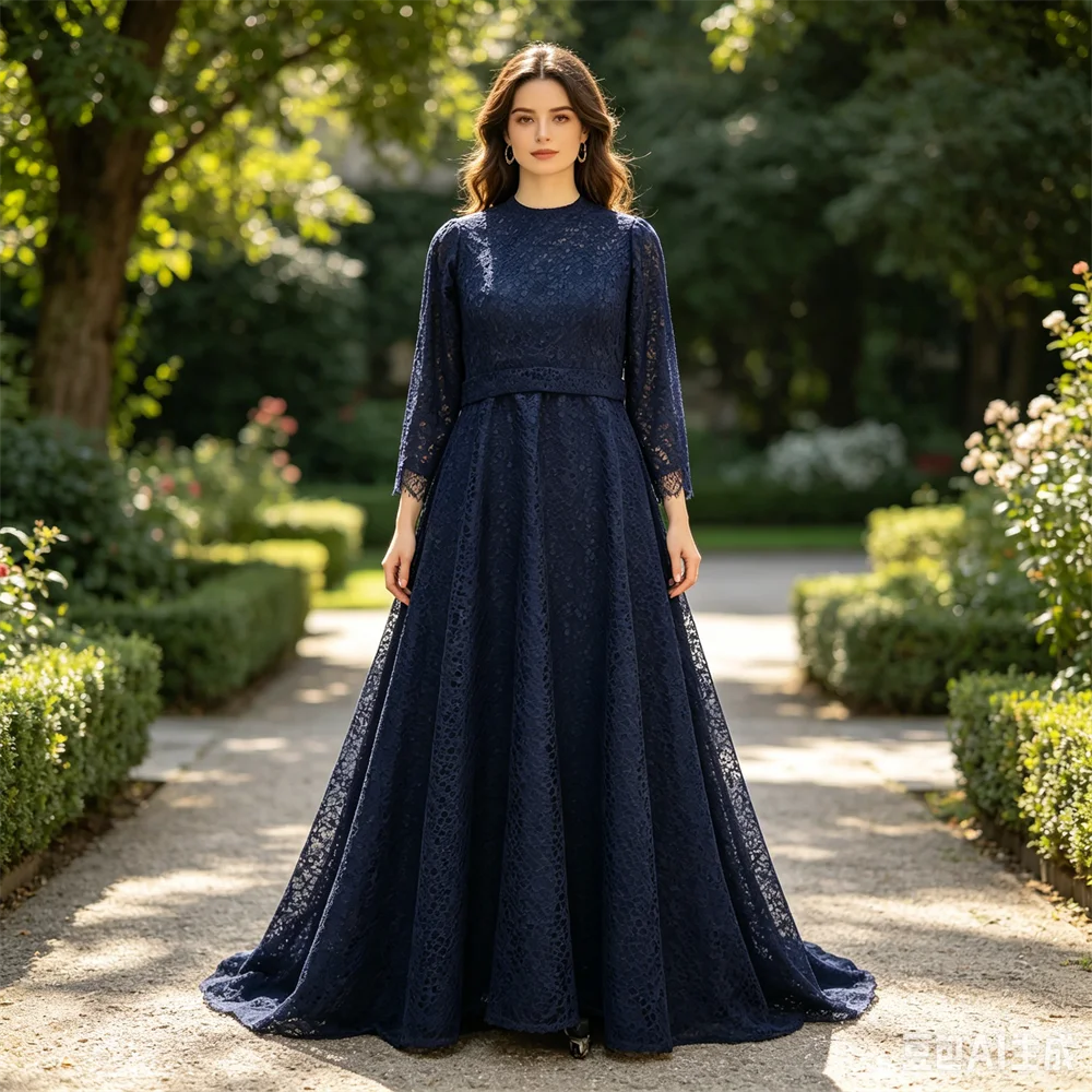 Customized Real Photo Muslim Blue Evening Dress Modest O-neck Zipper Floor Length Princess Women Plus size Party Lady Gown ML076
Customized Real Photo Muslim Blue Evening Dress Modest O-neck Zipper Floor Length Princess Women Plus size Party Lady Gown ML076