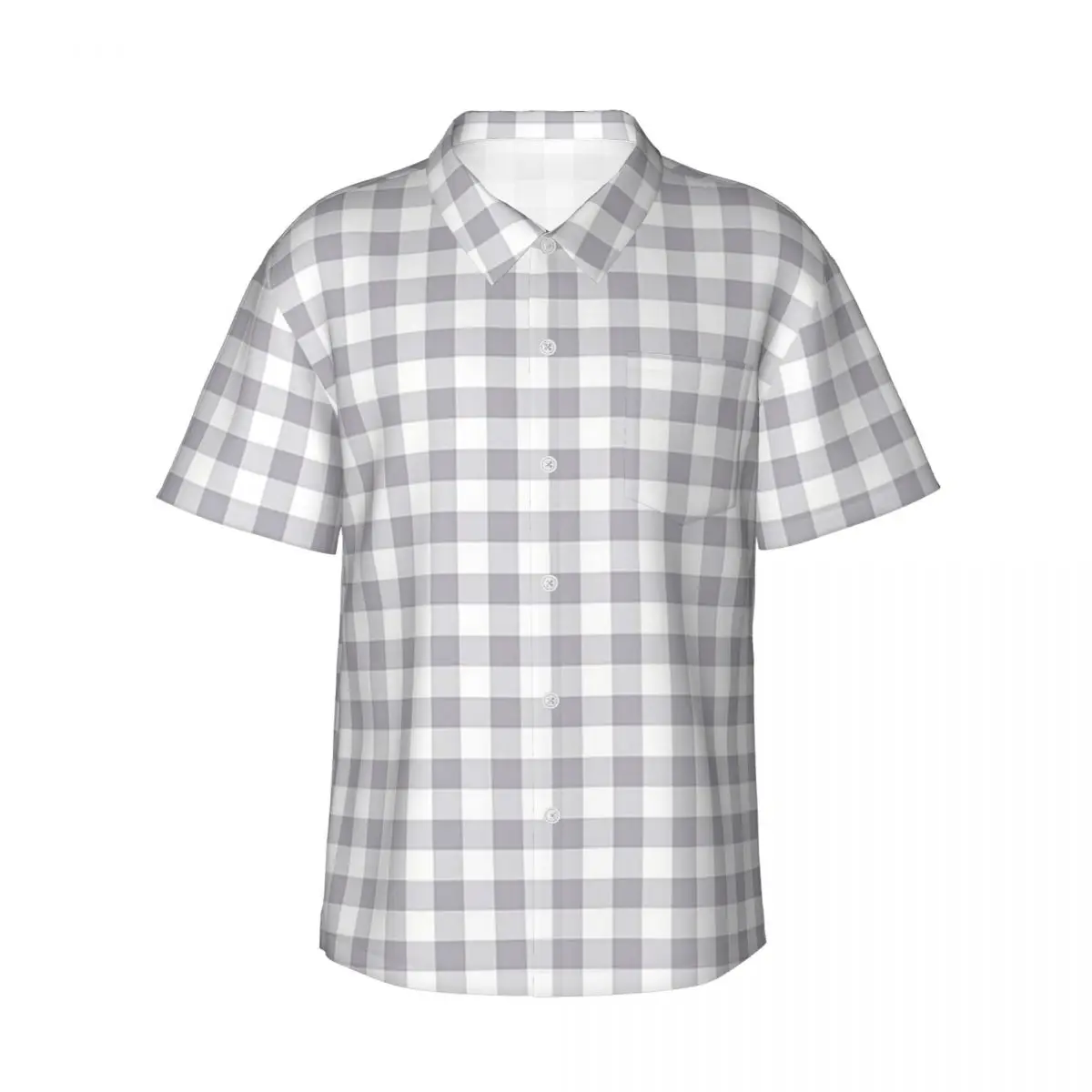Gray And White Gingham Men's Shirts Hawaiian Short Sleeve Shirt Fashion Lapel Tops for Summer Beach
Gray And White Gingham Men's Shirts Hawaiian Short Sleeve Shirt Fashion Lapel Tops for Summer Beach
