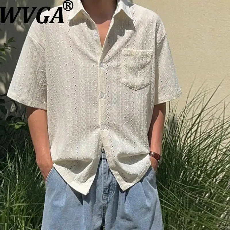 WVGA Summer New Men Stylish Hollow Out Trendy Short Sleeve Shirt Korean Style Niche Chic Casual Turn-Down Collar Tops Ins W24045
WVGA Summer New Men Stylish Hollow Out Trendy Short Sleeve Shirt Korean Style Niche Chic Casual Turn-Down Collar Tops Ins W24045