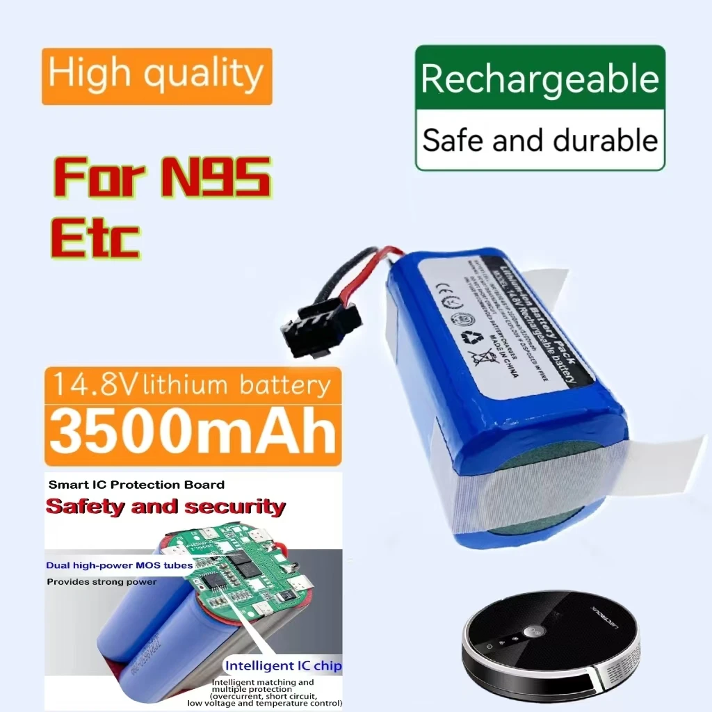 18650 battery pack 14.4V Lithium ion battery 3500mA replacement battery For N9S Etc Rechargeable robot vacuum cleaner
18650 battery pack 14.4V Lithium ion battery 3500mA replacement battery For N9S Etc Rechargeable robot vacuum cleaner
