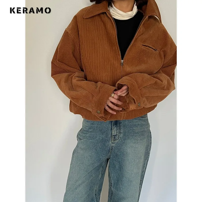 2024 Winter Street Vintage Style Zipper Turn Down Collar Jacket For Women Solid Color Retro Fashion Corduray Long Sleeve Coat
2024 Winter Street Vintage Style Zipper Turn Down Collar Jacket For Women Solid Color Retro Fashion Corduray Long Sleeve Coat