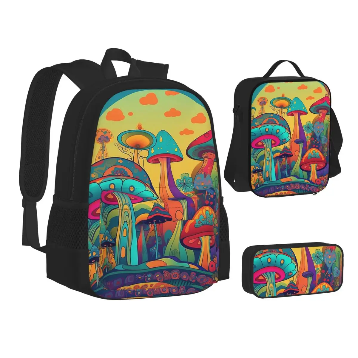 Other Trippy Mushroom Backpacks Boys Girls Bookbag Students School Bags Kids Rucksack Lunch Bag Pen Bag Three-Piece Set
Other Trippy Mushroom Backpacks Boys Girls Bookbag Students School Bags Kids Rucksack Lunch Bag Pen Bag Three-Piece Set