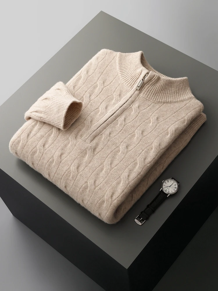 Office Autumn Winter Sweater Pullover Men 100% Merino Wool Sweater Mock Neck Twist Flower Warm Clothes Commut Versatile Knitted
Office Autumn Winter Sweater Pullover Men 100% Merino Wool Sweater Mock Neck Twist Flower Warm Clothes Commut Versatile Knitted