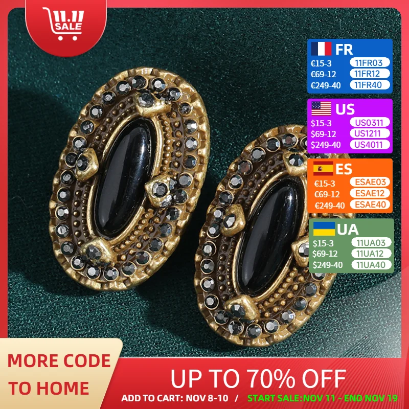 Antique Gold Color Black Agate Oval Stud Earring Rhinestone Luxury Jewelry Designer Vintage For Women Wedding Thanksgiving 2025
Antique Gold Color Black Agate Oval Stud Earring Rhinestone Luxury Jewelry Designer Vintage For Women Wedding Thanksgiving 2025