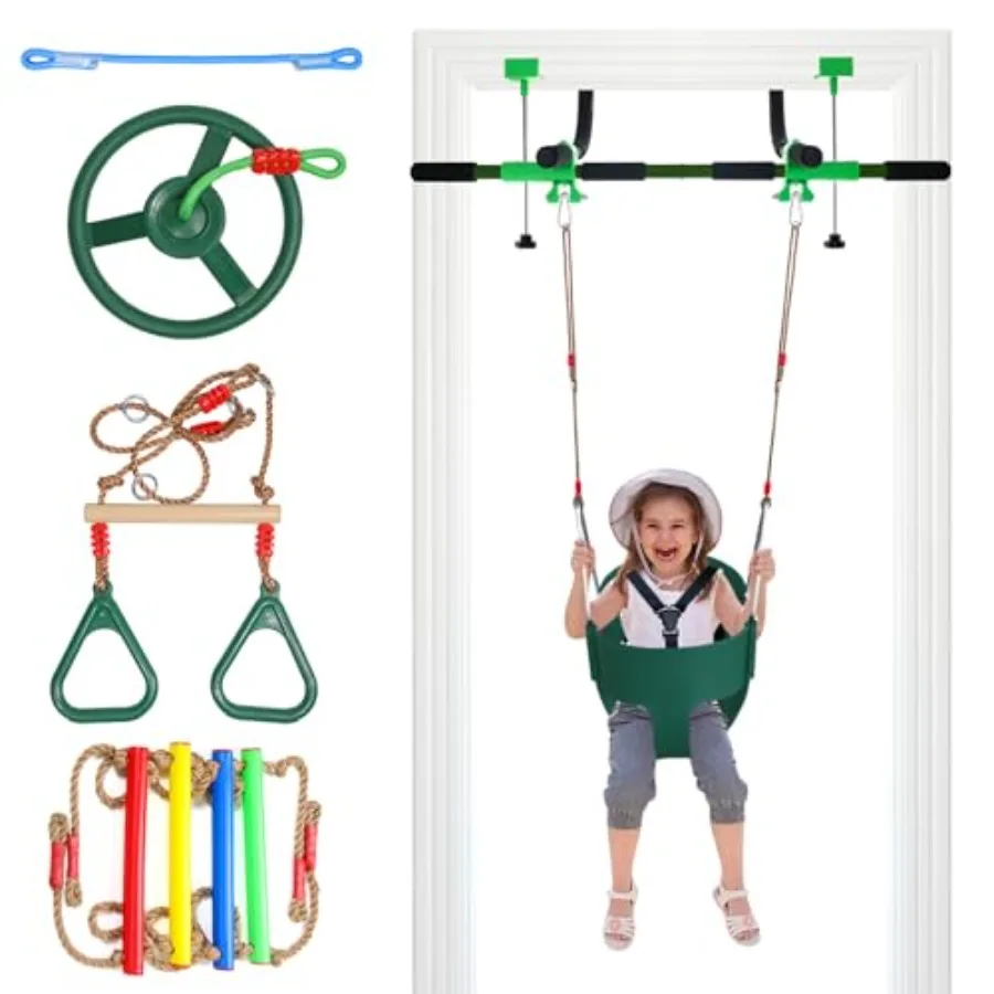 Indoor Doorway Swing for Adults with 4 Accessories Dark Green Multi-Function Doorway Gym Fits Door Frame 24.41-30.51'' W x 3.94
Indoor Doorway Swing for Adults with 4 Accessories Dark Green Multi-Function Doorway Gym Fits Door Frame 24.41-30.51'' W x 3.94