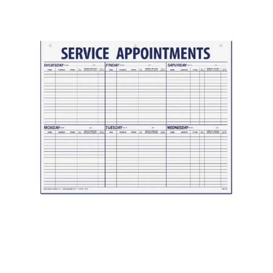 Service Appointment Record - Large Pad
Service Appointment Record - Large Pad