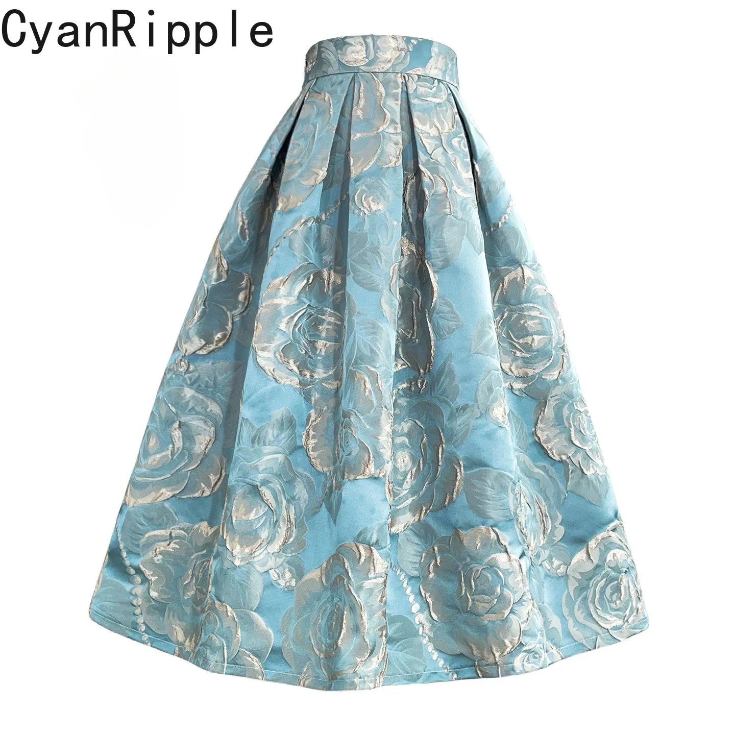 High Quality Golden Rose Embroidery Jacquard Umbrella Skirt New Spring Autumn High Waist Elegant Lady Mid-length A-line Skirts
High Quality Golden Rose Embroidery Jacquard Umbrella Skirt New Spring Autumn High Waist Elegant Lady Mid-length A-line Skirts