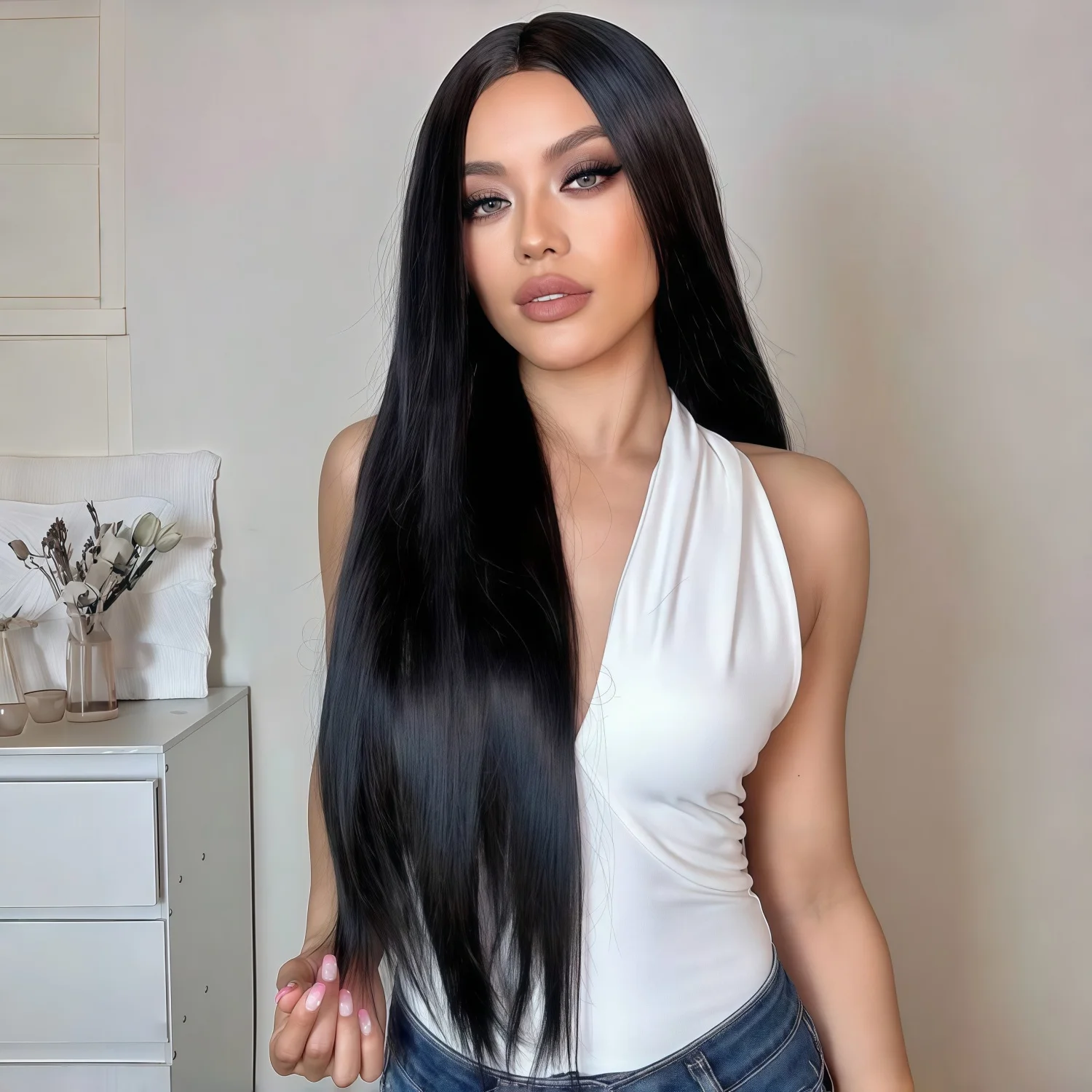 Ladies' long straight black synthetic wig,heat-resistant fiber,role-playing,costumes,wigs for cosplay,parties,stage performances
Ladies' long straight black synthetic wig,heat-resistant fiber,role-playing,costumes,wigs for cosplay,parties,stage performances