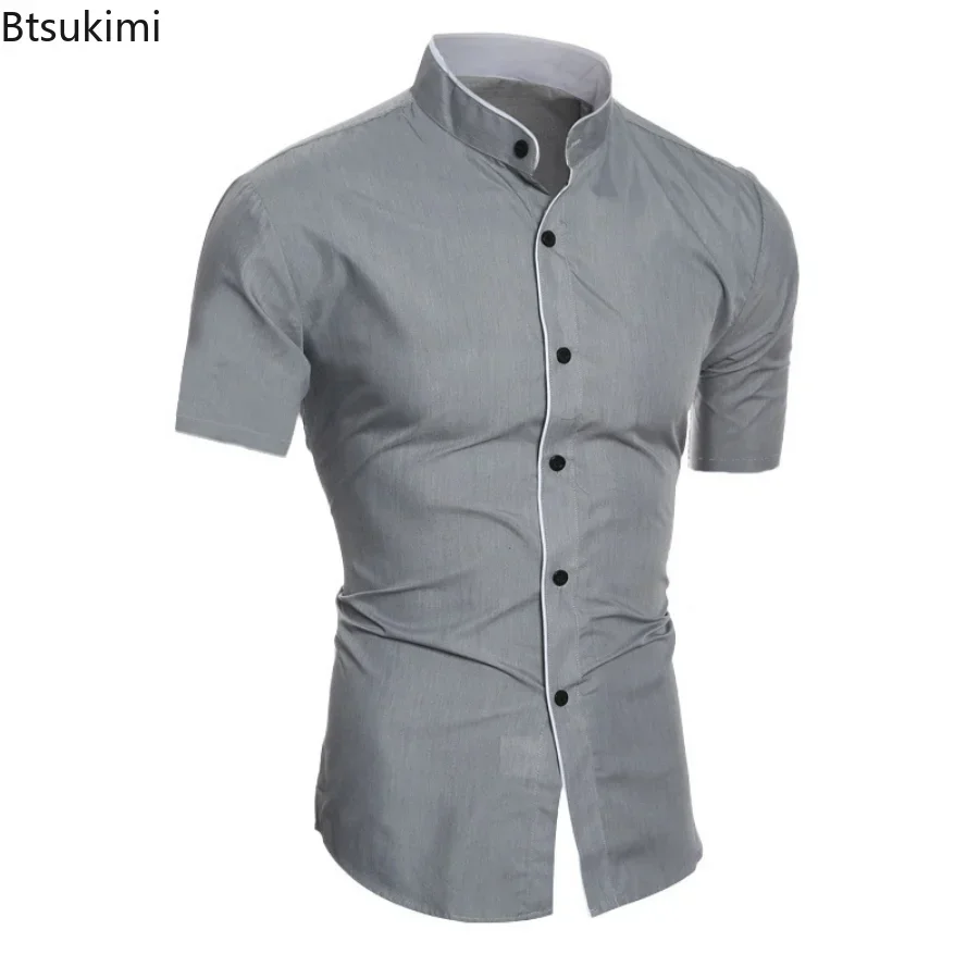 2025 Men's Summer Casual Shirts Stand Collar Solid Short Sleeve Shirt Male Fashion Dress Shirts Formal Business Blouse Tees Men
2025 Men's Summer Casual Shirts Stand Collar Solid Short Sleeve Shirt Male Fashion Dress Shirts Formal Business Blouse Tees Men