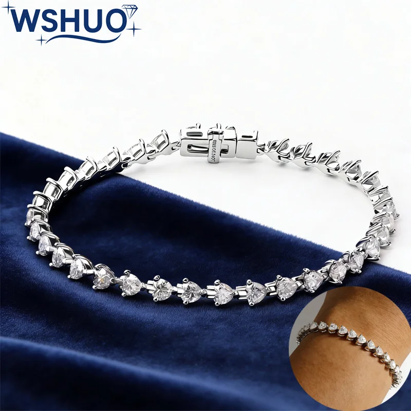 3MM Heart Cut All Moissanite Tennis Bracelets for Women 925 Sterling Silver Diamond Bracelet Fine Jewelry Gifts GRA Certified
3MM Heart Cut All Moissanite Tennis Bracelets for Women 925 Sterling Silver Diamond Bracelet Fine Jewelry Gifts GRA Certified