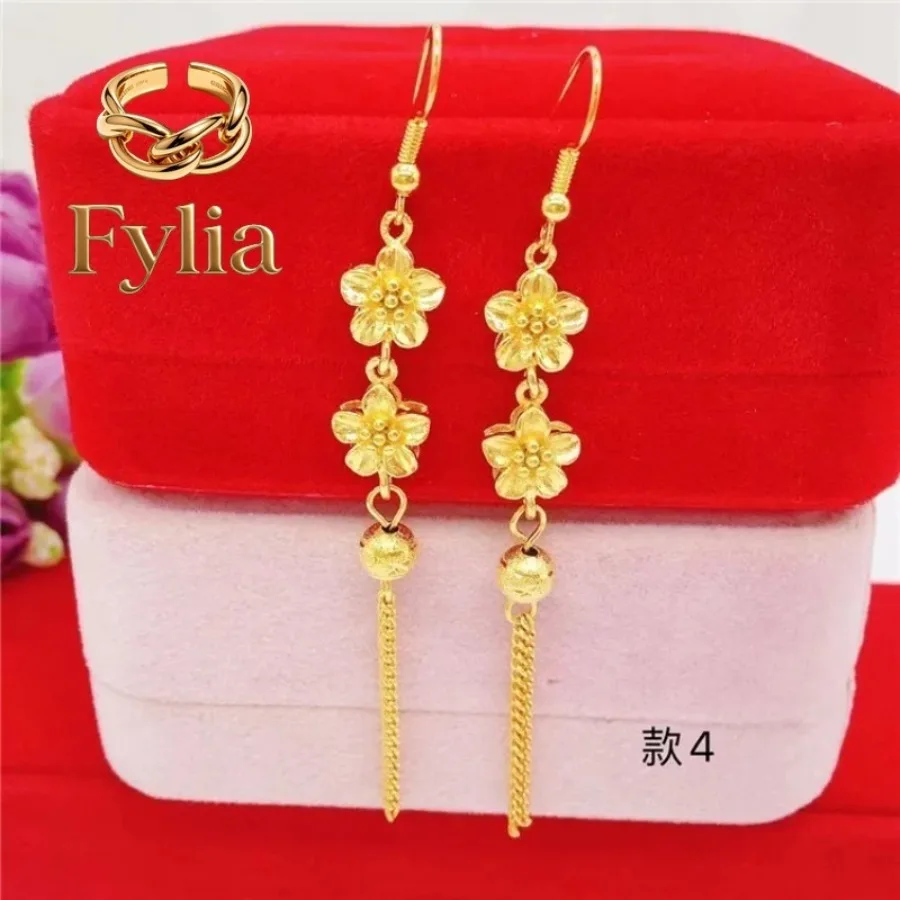 Fylia Jewelry 24K real gold summer tassel earrings for women's fashion 9999 real gold earrings flower gold jewelry accessories
Fylia Jewelry 24K real gold summer tassel earrings for women's fashion 9999 real gold earrings flower gold jewelry accessories