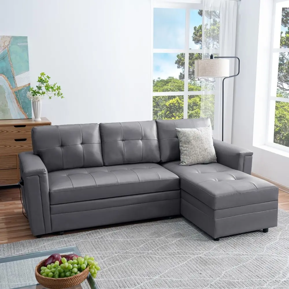 LShaped Sectional Sleeper Sofa with USB Ports Convertible PullOut Bed, Ample Storage, Timeless Design, Durable Construction Gra
LShaped Sectional Sleeper Sofa with USB Ports Convertible PullOut Bed, Ample Storage, Timeless Design, Durable Construction Gra