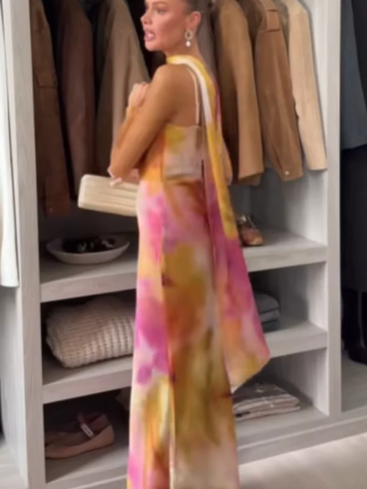Tie-dye Printed Sling Sexy Dress Women Scarf Collar Sleeveless Backless High Waist Slim Maxi Dresses Lady Vacation 2026 Robe
Tie-dye Printed Sling Sexy Dress Women Scarf Collar Sleeveless Backless High Waist Slim Maxi Dresses Lady Vacation 2026 Robe