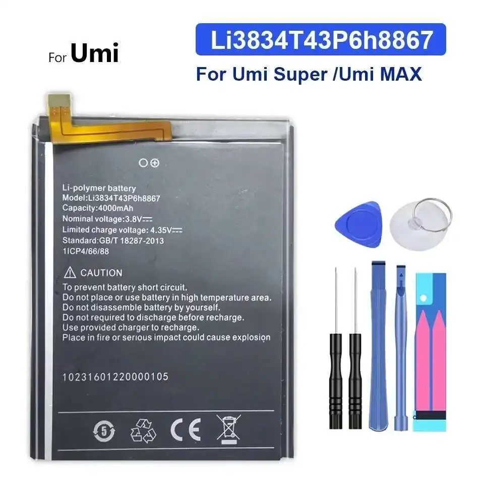 Для Umi Super Max Li3834T43P6h8867 аккумулятор мобильного телефона надежная замена 4000 мАч
Для Umi Super Max Li3834T43P6h8867 аккумулятор мобильного телефона надежная замена 4000 мАч