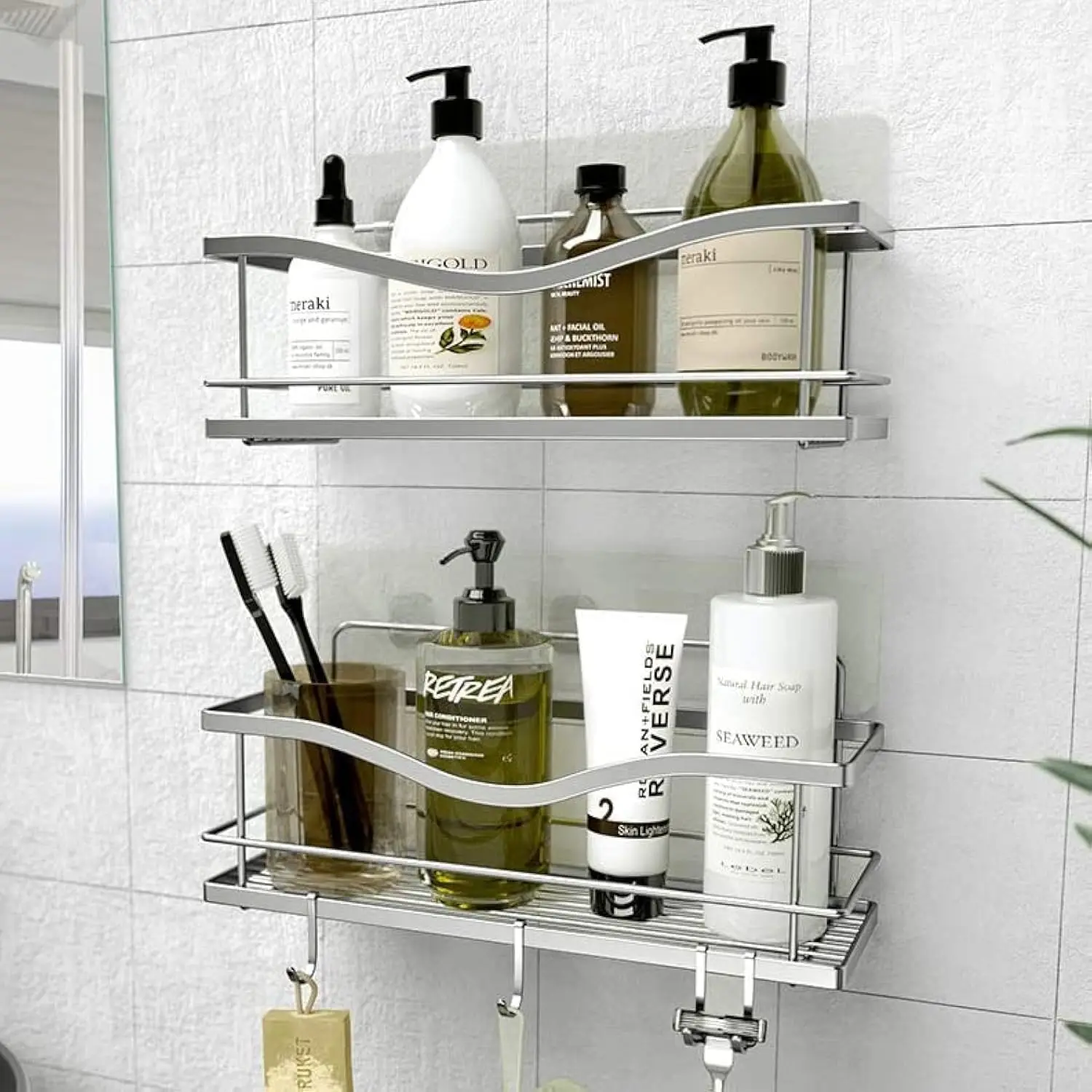Self Adhesive Shower Caddy Stainless Steel No Drill Bathroom Shelf Organizer 2 Pack Rustproof Shampoo Holder
Self Adhesive Shower Caddy Stainless Steel No Drill Bathroom Shelf Organizer 2 Pack Rustproof Shampoo Holder