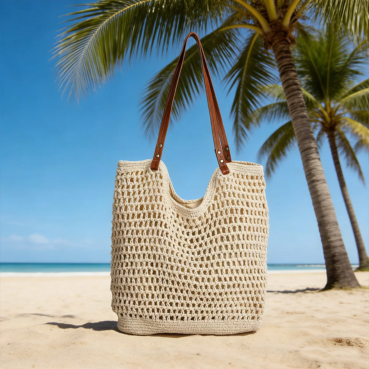 Fresh Vacation Women Tote Bag Open Weave Lightweight Soft Shoulder Bag Large Capacity Breathable Handbag for Vacation Shopping
Fresh Vacation Women Tote Bag Open Weave Lightweight Soft Shoulder Bag Large Capacity Breathable Handbag for Vacation Shopping