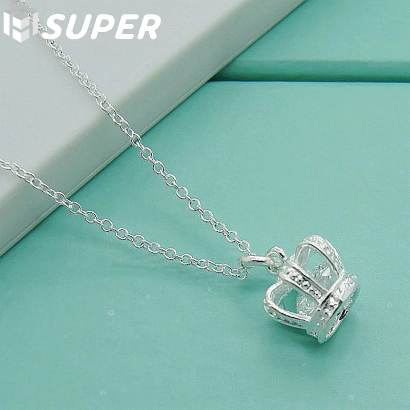 925 Sterling Silver AAA Zircon Crown Pendant Necklace 18 Inch Chain For Woman Fashion Wedding Engagement Party Jewelry
925 Sterling Silver AAA Zircon Crown Pendant Necklace 18 Inch Chain For Woman Fashion Wedding Engagement Party Jewelry