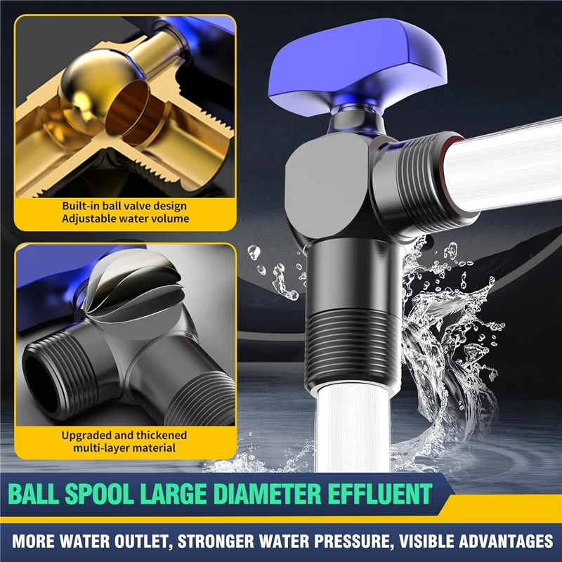 Шаровой кран 1/2 дюйма с шаровым сердечником, полностью открытый угловой клапан с высоким расходом, шаровой кран с контролем горячей и холодной воды, синий 
Шаровой кран 1/2 дюйма с шаровым сердечником, полностью открытый угловой клапан с высоким расходом, шаровой кран с контролем горячей и холодной воды, синий