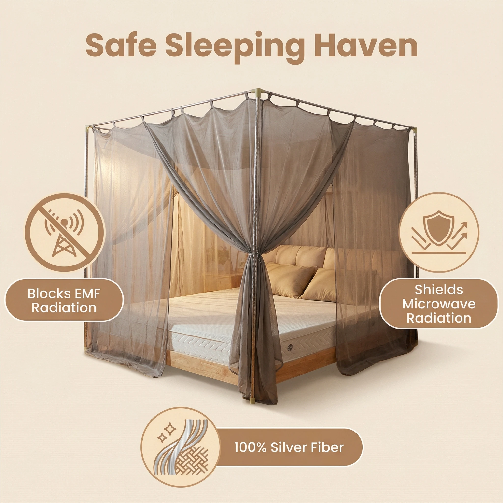 100%Silver Fiber Square EMF Protection Mosquito Net Anti 5G Radiation Shielding Bed Canopy WiFi RF Microwave Blocking Home Bedr
100%Silver Fiber Square EMF Protection Mosquito Net Anti 5G Radiation Shielding Bed Canopy WiFi RF Microwave Blocking Home Bedr