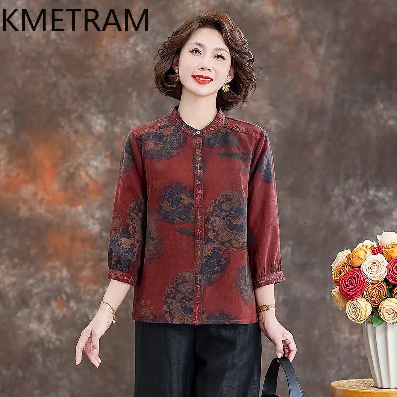 KMETRAM 100% Mulberry Silk Shirts for Women 2026 Spring New Chinese-style Embroidered Printed Long-sleeved Blouse Blusa Feminina
KMETRAM 100% Mulberry Silk Shirts for Women 2026 Spring New Chinese-style Embroidered Printed Long-sleeved Blouse Blusa Feminina