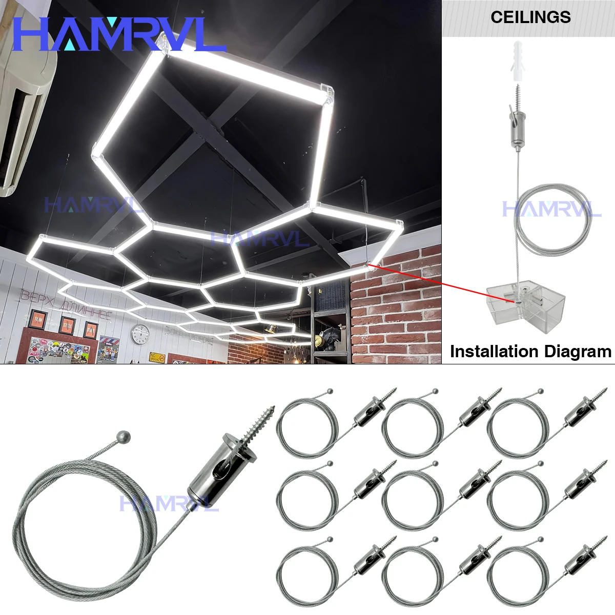 Hexagonal LED lightweight adjustable ceiling lighting kit steel pendant light hanging wire accessories ceiling steel wire rope
Hexagonal LED lightweight adjustable ceiling lighting kit steel pendant light hanging wire accessories ceiling steel wire rope