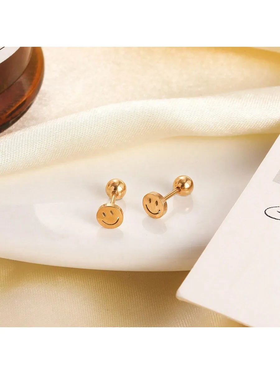 Minimalist Stainless Steel Smiling Face Stud Earrings For Women Everyday Wear
Minimalist Stainless Steel Smiling Face Stud Earrings For Women Everyday Wear