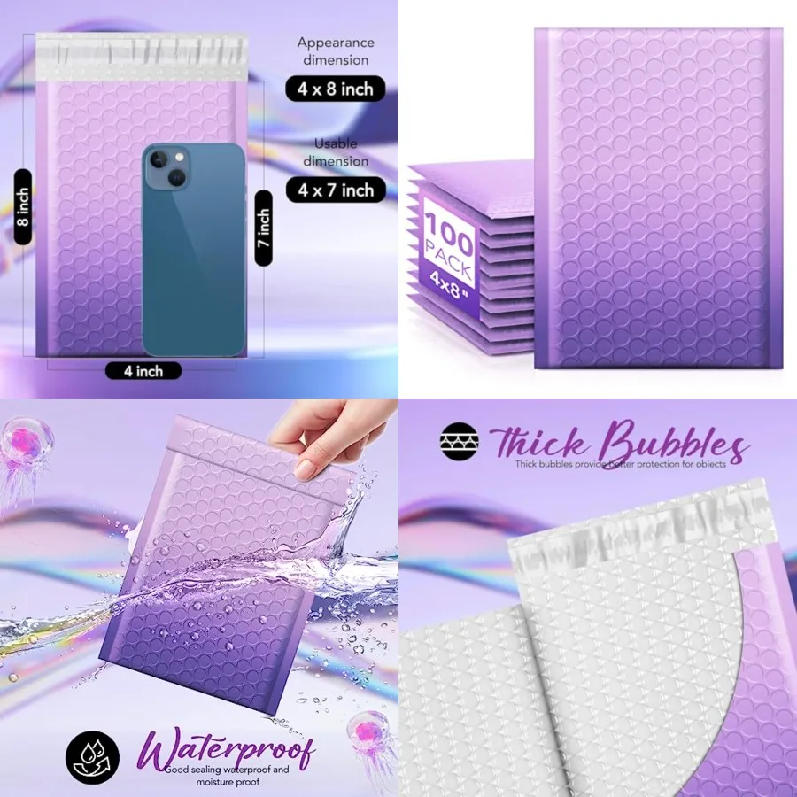 Opaque 4x8 Bubble Mailer 100 Pack, Cute Design Bubble Envelopes, Strong Adhesion Pattern Padded Mailing Envelopes for Shipping
Opaque 4x8 Bubble Mailer 100 Pack, Cute Design Bubble Envelopes, Strong Adhesion Pattern Padded Mailing Envelopes for Shipping
