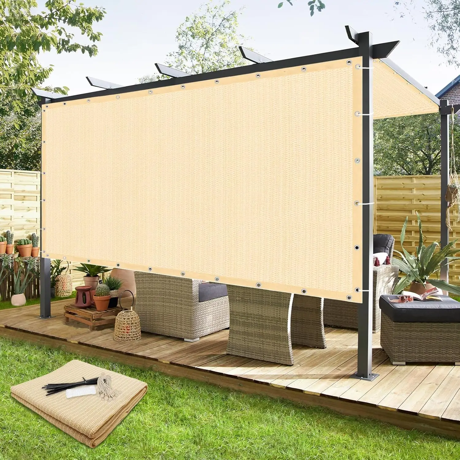 90% Sun Shade Cloth 12x20 ft Outdoor Pergola Cover with Grommets UV Block Privacy Screen for Patio Backyard Garden
90% Sun Shade Cloth 12x20 ft Outdoor Pergola Cover with Grommets UV Block Privacy Screen for Patio Backyard Garden