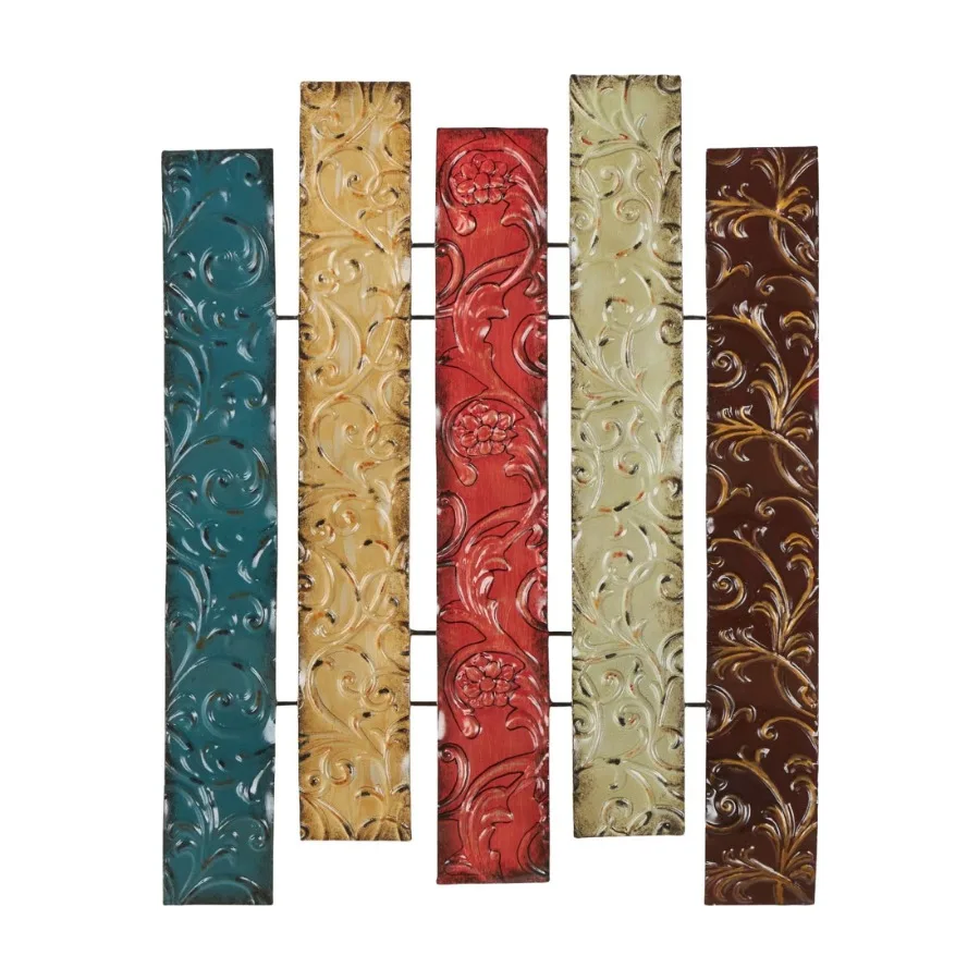 Multi Colored Metal 3D Wavy 5 Panel Floral Wall Decor with Embossed Scroll Details
Multi Colored Metal 3D Wavy 5 Panel Floral Wall Decor with Embossed Scroll Details