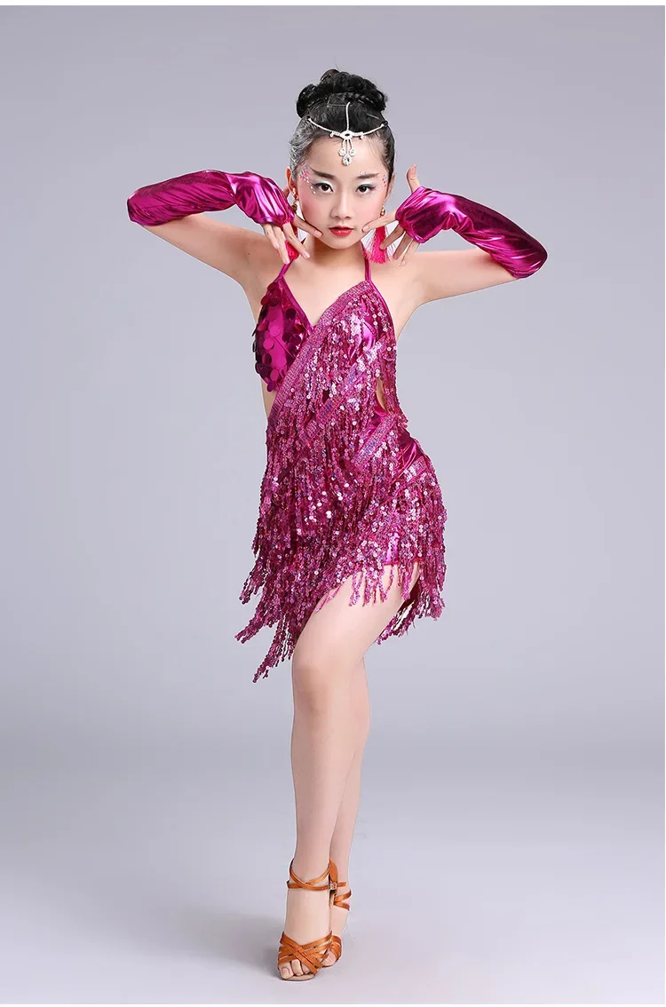 Kids Sequins Tassels Competition Costumes Latin Dance Dress Girls Gymnastics Practice Party Dancing Dresses Stage Dancewear
Kids Sequins Tassels Competition Costumes Latin Dance Dress Girls Gymnastics Practice Party Dancing Dresses Stage Dancewear