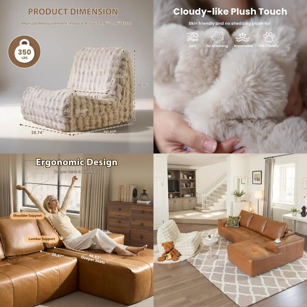 L-Shaped Leather Sofa with Chaise for Living Room and Bean Bag Chairs with Memory Foam for Bedroom or Dorm (Brown, Right Chaise
L-Shaped Leather Sofa with Chaise for Living Room and Bean Bag Chairs with Memory Foam for Bedroom or Dorm (Brown, Right Chaise
