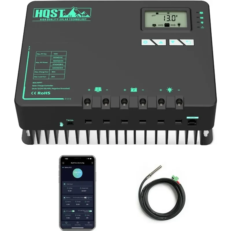 home.60 Amp MPPT Solar Charge Controller 12V/24V/36V/48V Negative Grounded Controller with Built-in Bluetooth and Lithium Batter
home.60 Amp MPPT Solar Charge Controller 12V/24V/36V/48V Negative Grounded Controller with Built-in Bluetooth and Lithium Batter