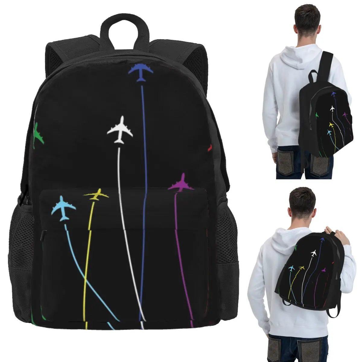 Rainbow Airplanes Flying On Eachother Student Backpack School Bag Hiking Travel Daypack for Boys Girls Bookbag Shoulder Bags
Rainbow Airplanes Flying On Eachother Student Backpack School Bag Hiking Travel Daypack for Boys Girls Bookbag Shoulder Bags