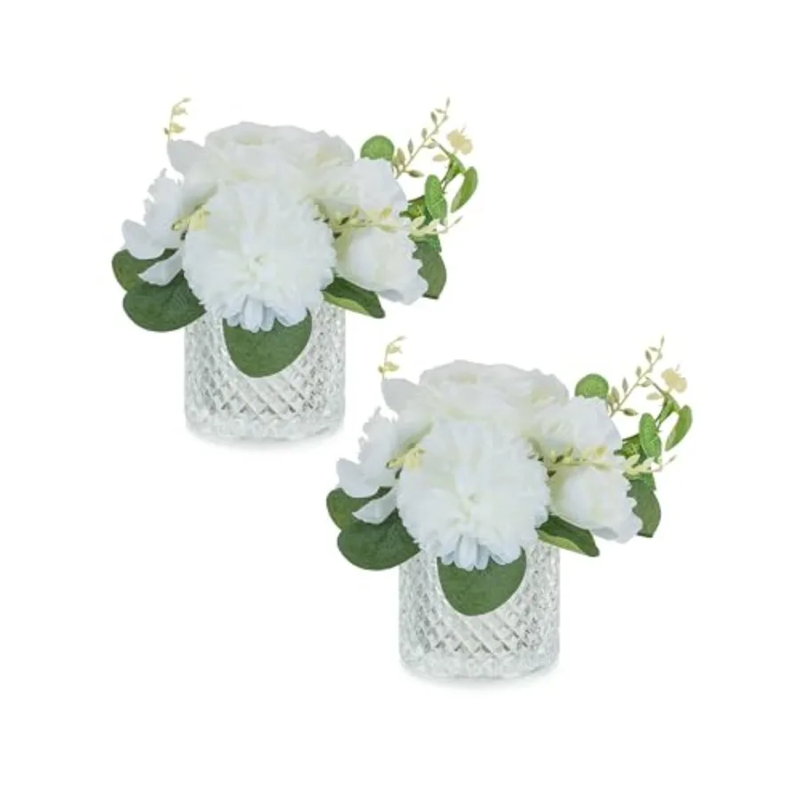 Small Fake Flower in Vase: 2 Pcs Silk Artificial Flowers with Glass Vases for Living Room Bathroom Office Decor - Faux Rose Mum
Small Fake Flower in Vase: 2 Pcs Silk Artificial Flowers with Glass Vases for Living Room Bathroom Office Decor - Faux Rose Mum