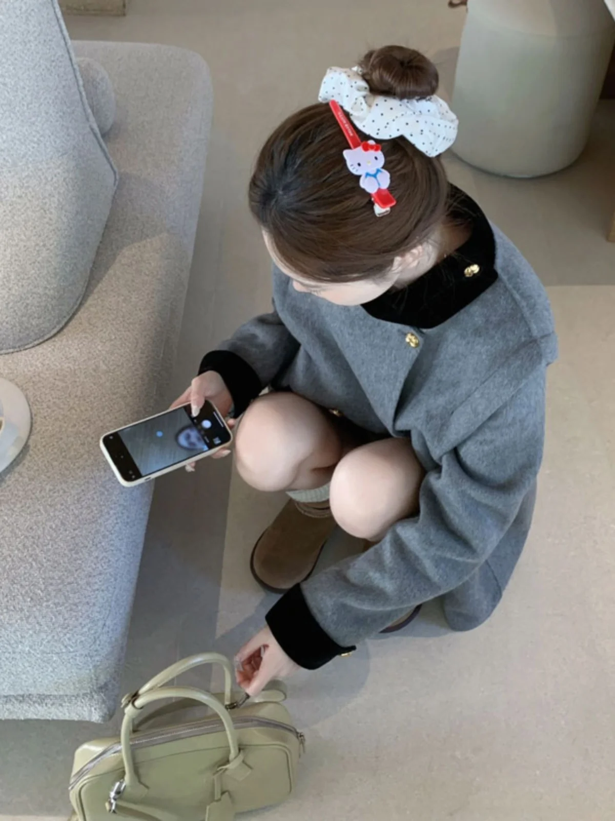 Korean Style Double Face Woolen Coat Elegant Compact Size Early Spring Trendy Outerwear Long Sleeve Button Pocket Design
Korean Style Double Face Woolen Coat Elegant Compact Size Early Spring Trendy Outerwear Long Sleeve Button Pocket Design