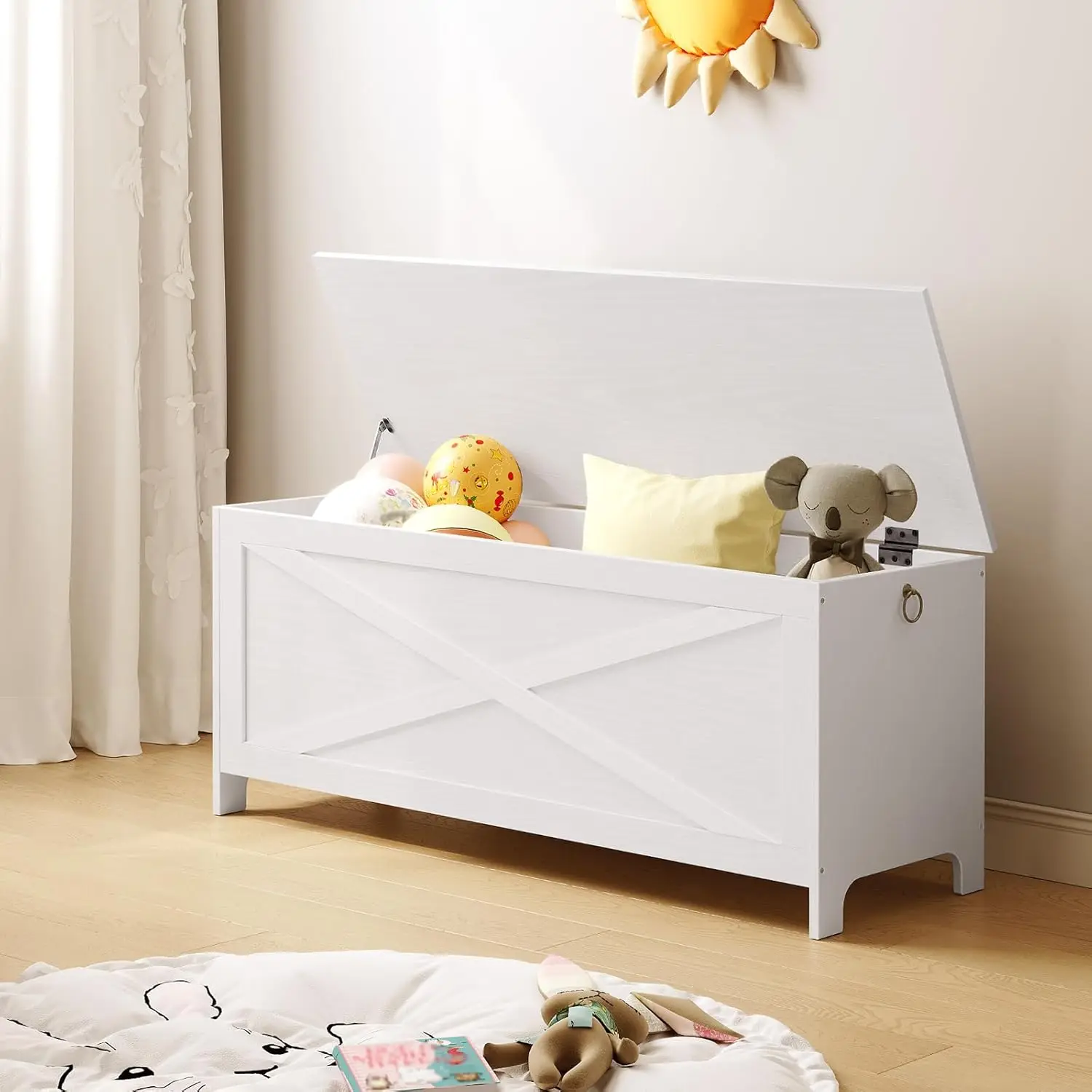 47.2" Toy Chest, Sturdy Entryway Storage Chest with Safety Hinge, Retro Toy Box, Wooden Look Accent Furniture for Living Room
47.2" Toy Chest, Sturdy Entryway Storage Chest with Safety Hinge, Retro Toy Box, Wooden Look Accent Furniture for Living Room