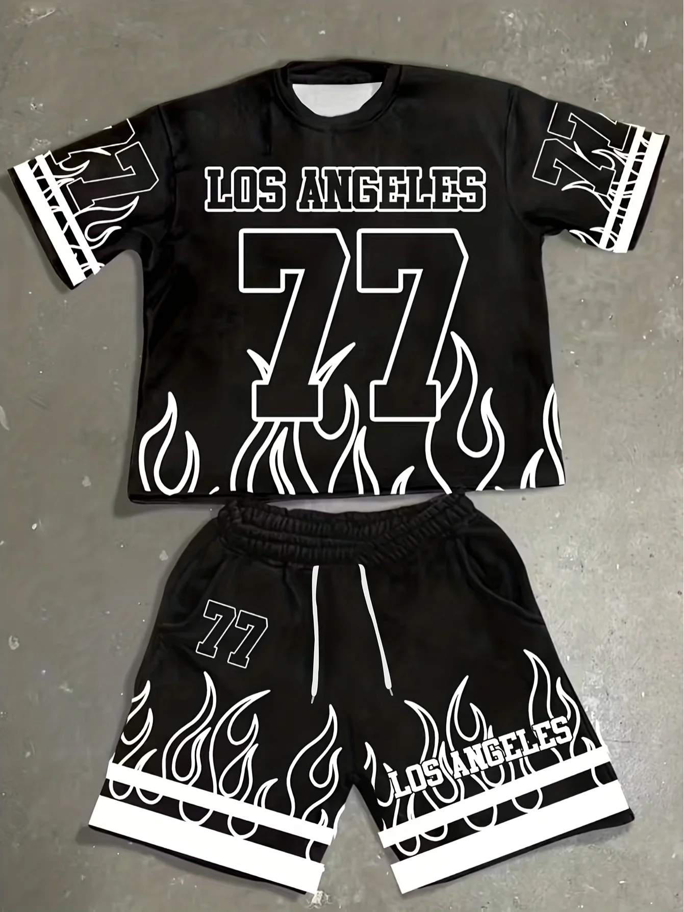 2026 Summer New Men's Black Los Angeles 77 Print Casual Shorts Y2K Oversized Casual Suit Suitable for Daily and Training Wear
2026 Summer New Men's Black Los Angeles 77 Print Casual Shorts Y2K Oversized Casual Suit Suitable for Daily and Training Wear