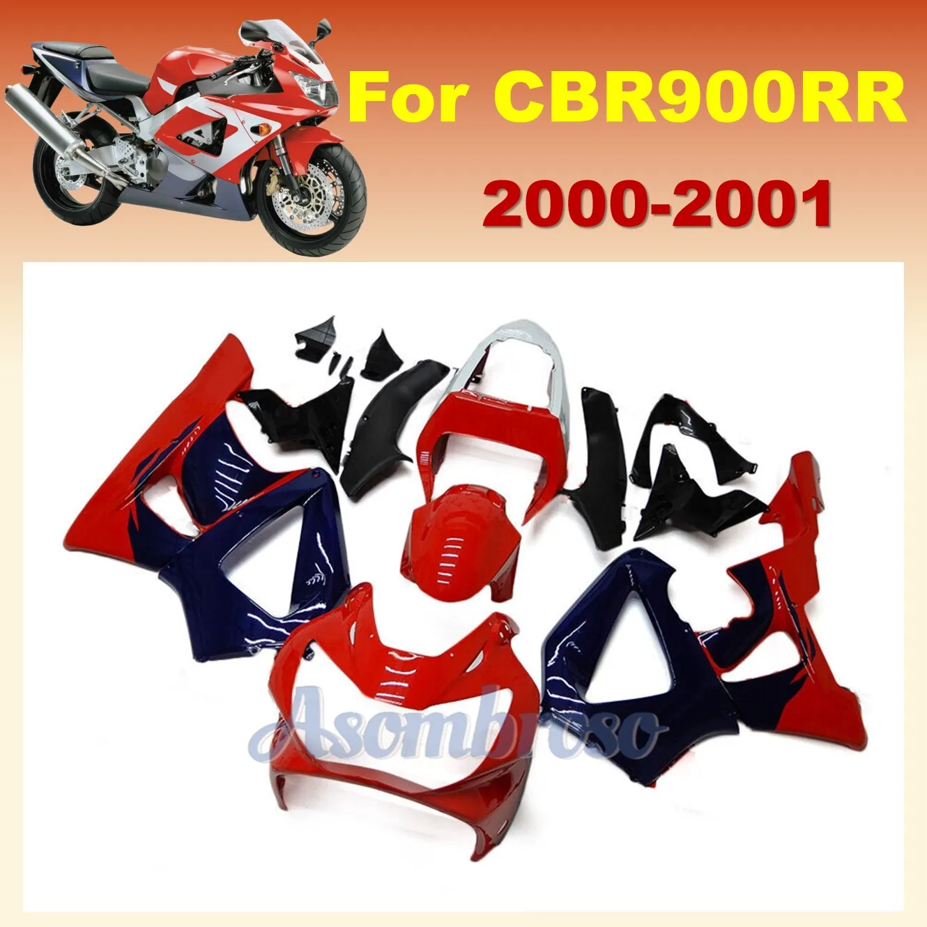 ABS Plastic Fairing kit for HONDA CBR900RR 2000 2001 Full Fairings CBR 929 Red Blue Body Kits CBR 900RR 01 02
ABS Plastic Fairing kit for HONDA CBR900RR 2000 2001 Full Fairings CBR 929 Red Blue Body Kits CBR 900RR 01 02